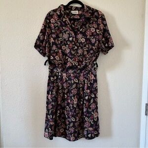 Cristin Stevens Vintage Black Floral Print Skirt Set Women Size Large